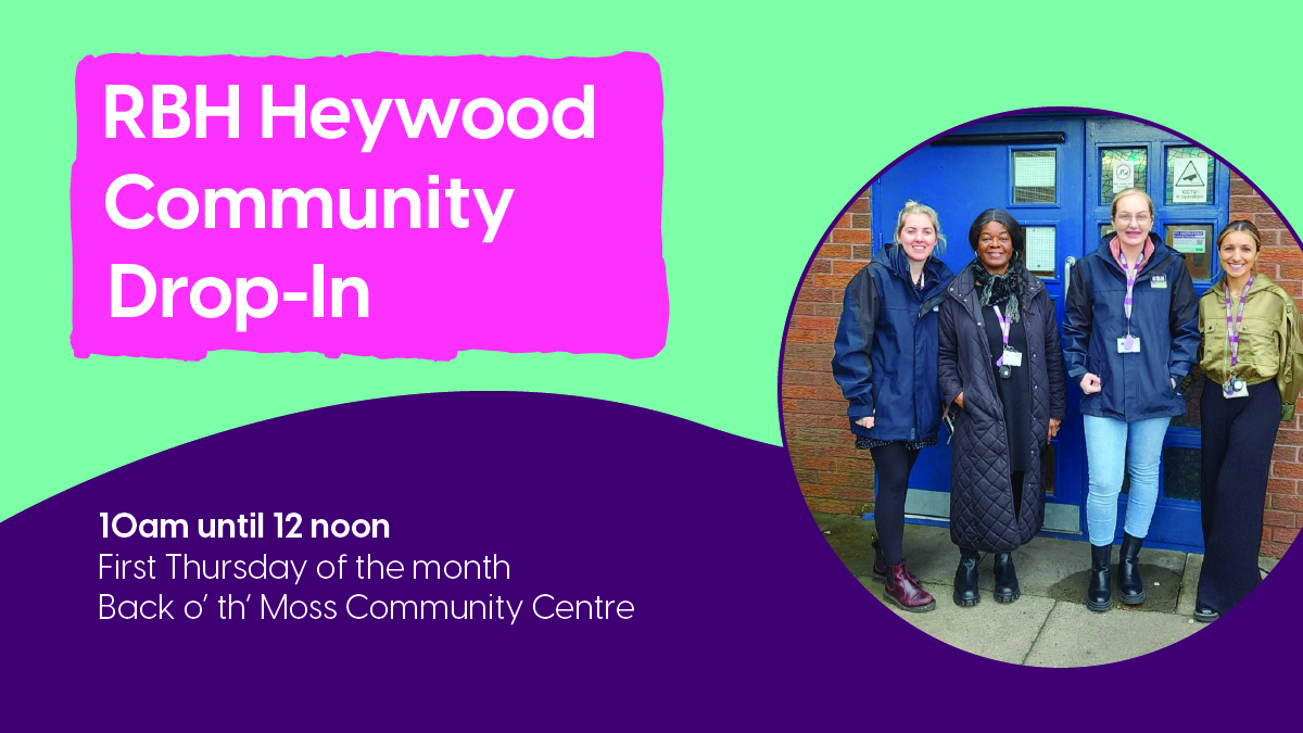 Heywood Community Drop In tomorrow (3 July)  10am - 12pm at Back o' th' Moss Community Centre.

Meet your Neighbourhood Team and get the support you need with repairs, rent, damp/mould, anti-social behaviour &amp; more. No appointment necessary! 

More info rbh.org.uk/events/rbh-eve…