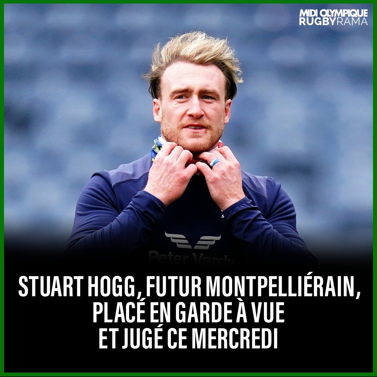 RugbyramaFR's tweet photo. Stuart Hogg a été arrêté mardi soir et placé en garde à  vue. Il devait comparaître ce mercredi devant un tribunal.

Les infos > https://t.co/oWUfCNes1U https://t.co/0kPJcmGT15