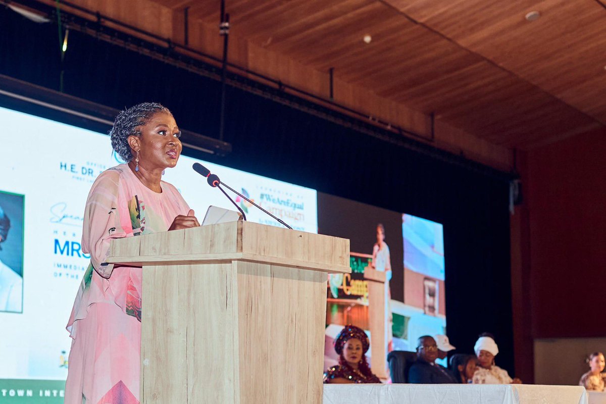 FirstLadyNam3's tweet photo. On 2 July, I was humbled to be the Guest of Honour for the OAFLAD #WeAreEqual campaign in Sierra Leone in recognition of my role for the conceptualisation of the campaign as Past President of @OAFLAD. 

Congratulations my dear sister @FirstladyBio for a successful launch. https://t.co/qutMsJ2PlB