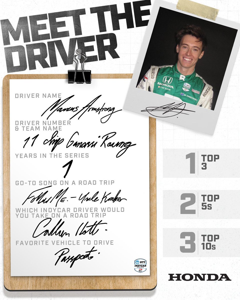 IndyCar's tweet photo. Did anyone expect Uncle Kracker? 😂

@MarcusArmstrng, the driver of No. 11.

#INDYCAR // @HondaRacing_US https://t.co/SM7fyCd5Mv