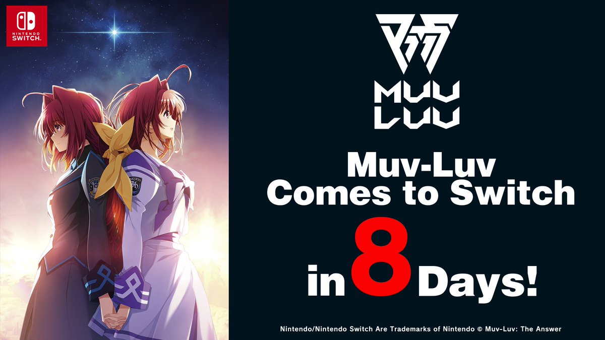 Muv-Luv is coming in English to Switch on July 11th! Pre-Orders Available now! (See our pinned post for links!)
#MuvLuv