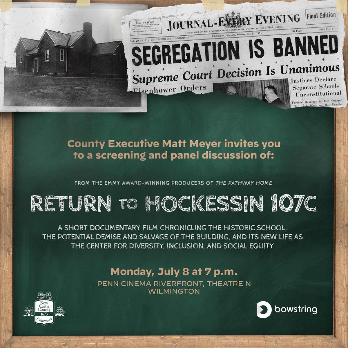 The Friends of Hockessin Colored School #107C and New Castle County warmly invite you to join for an exclusive screening of the documentary entitled “Return to 107C”.