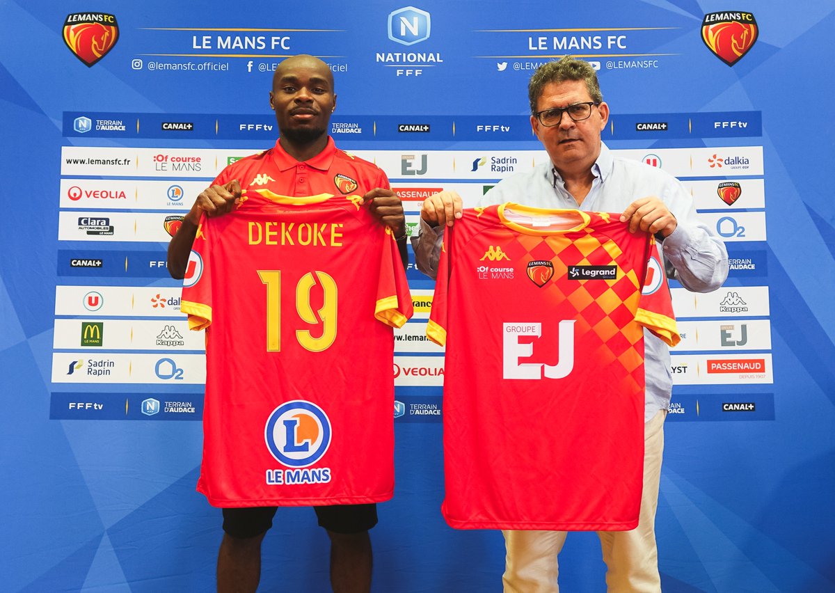 LEMANSFC's tweet photo. #Mercato 𝐍𝐚𝐭𝐡𝐚𝐧 𝐃𝐞𝐤𝐨𝐤𝐞, un défenseur d'expérience !

🎂 28 ans
1️⃣0️⃣0️⃣ Plus de 100 matchs en National
✅ Expérience en Ligue 2

Le communiqué 👉 https://t.co/aqmFjChVBQ

Bienvenue Nathan !

#AllezLEMANSFC 🔴🟡 https://t.co/aThj1Ywz6R