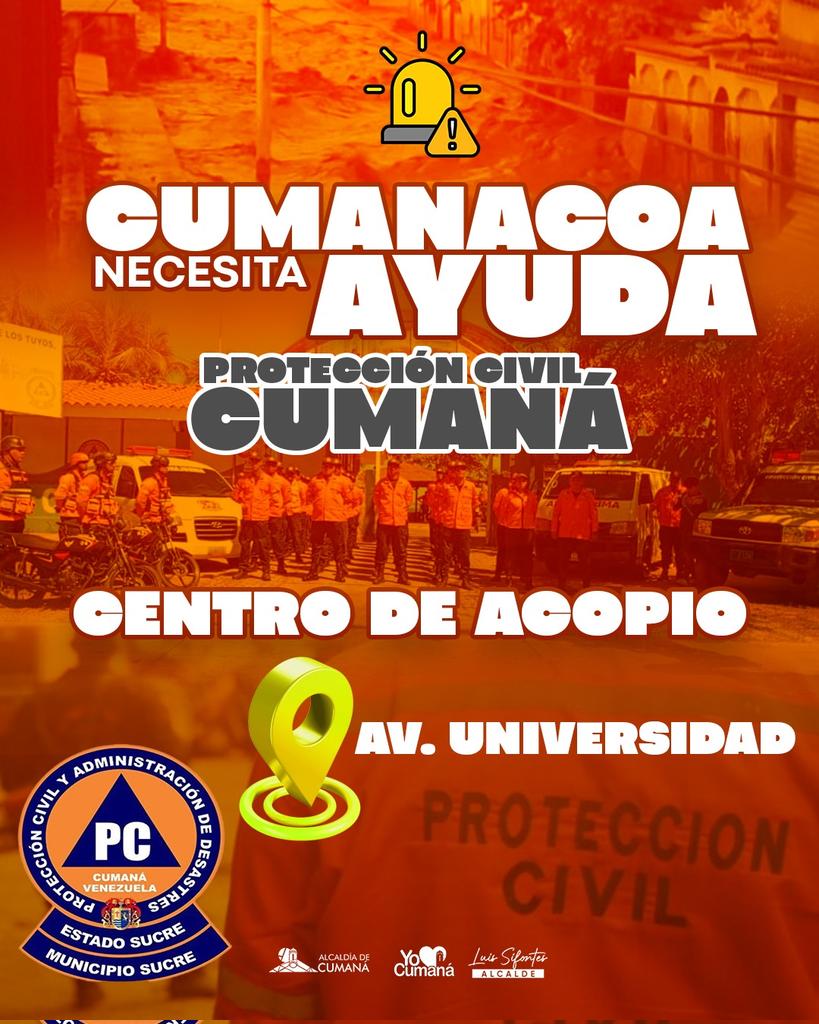 YO❤️CUMANÁ
#03Jul | En estos momentos todo aporte, ayuda o colaboración cuenta, nuestra sede se pone a disposición para ser centro de acopio. 

Si quieres hacer tu donación de agua potable, ropa en buen estado o alimentos no perecederos, puedes acercarte hasta nuestra sede.