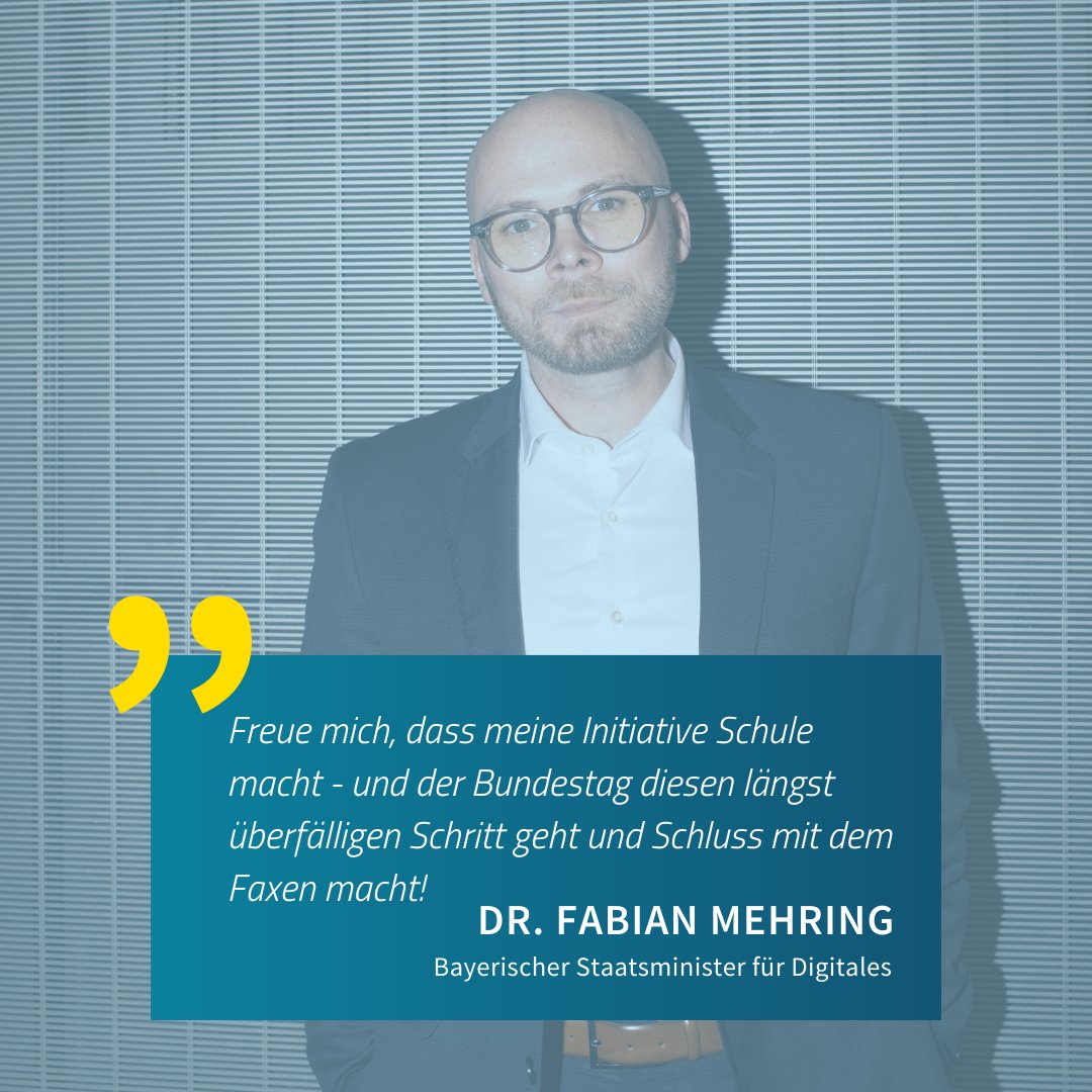 Der bayerische Digitalminister @FabianMehring  begrüßt die Entscheidung des Bundestags, Faxgeräte abzuschaffen und vollständig auf digitale Kommunikation zu setzen. Ein wichtiger Schritt für die Modernisierung und Effizienz unserer Verwaltung. Weiter so in Richtung digitale