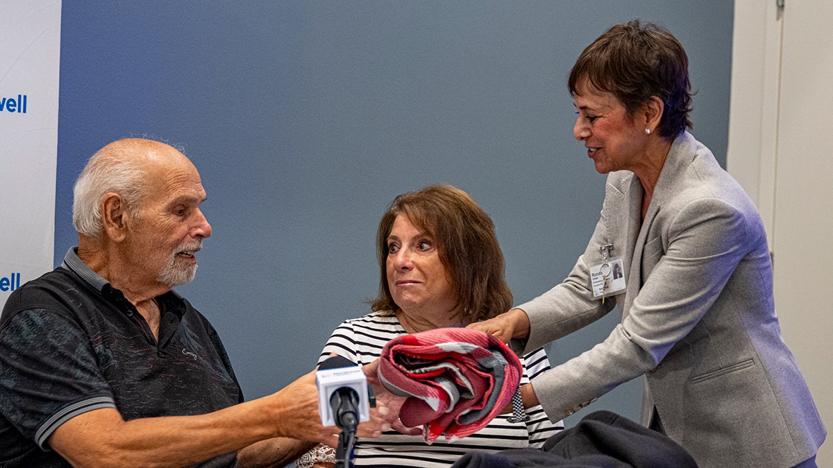 NorthwellHealth's tweet photo. When Daniel Greco of Lake Grove went into cardiac arrest at an ATM machine in Melville, our Northwell NetworkCare team members immediately started CPR, which restarted his heart – twice. 

Last week, Daniel returned to thank the team who gave him a second chance at life. ❤️ https://t.co/VRyLkeuQhz