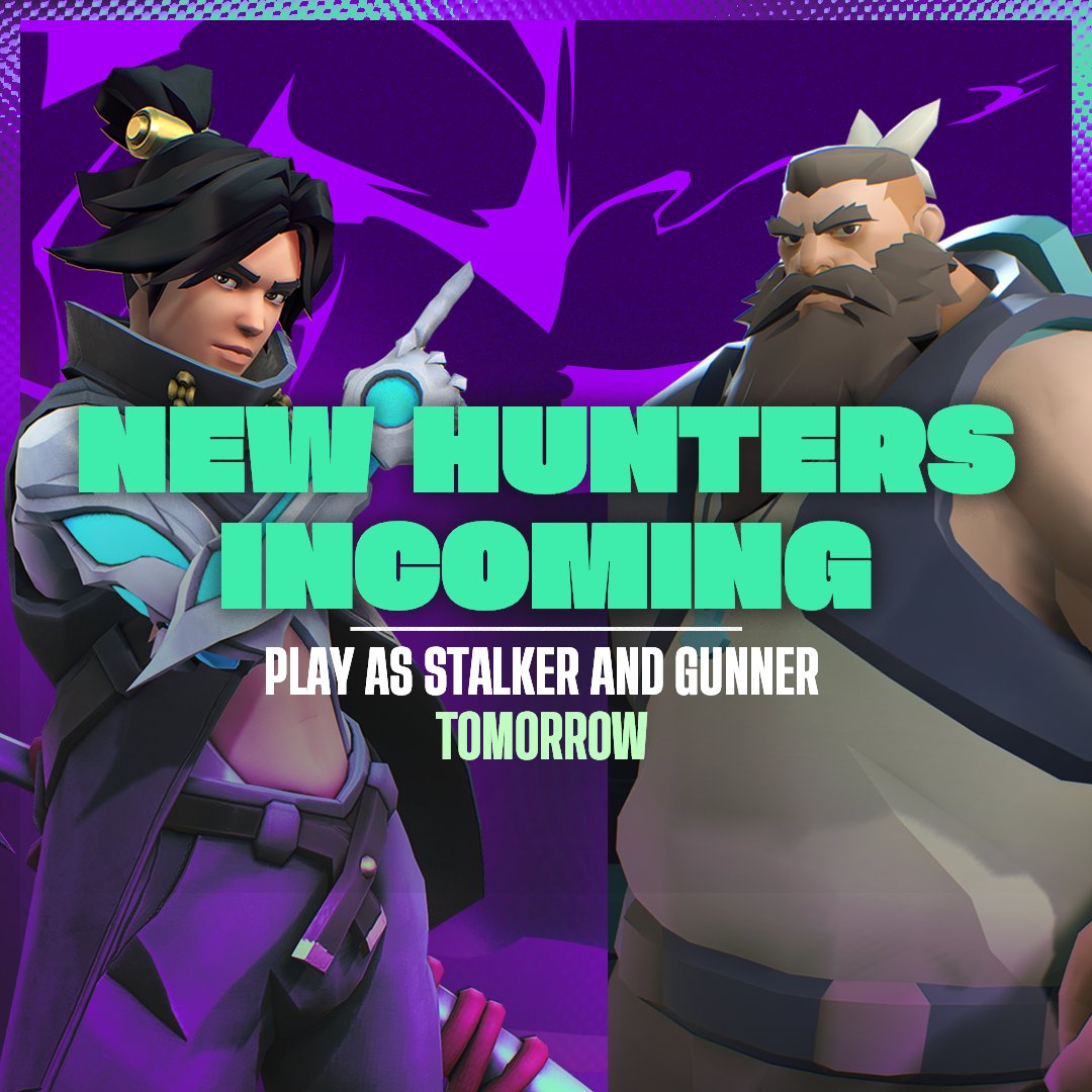 HERE'S YOUR SURPRISE

you'll be able to play as TWO prototype Hunters during tomorrow's playtest ✌️💜