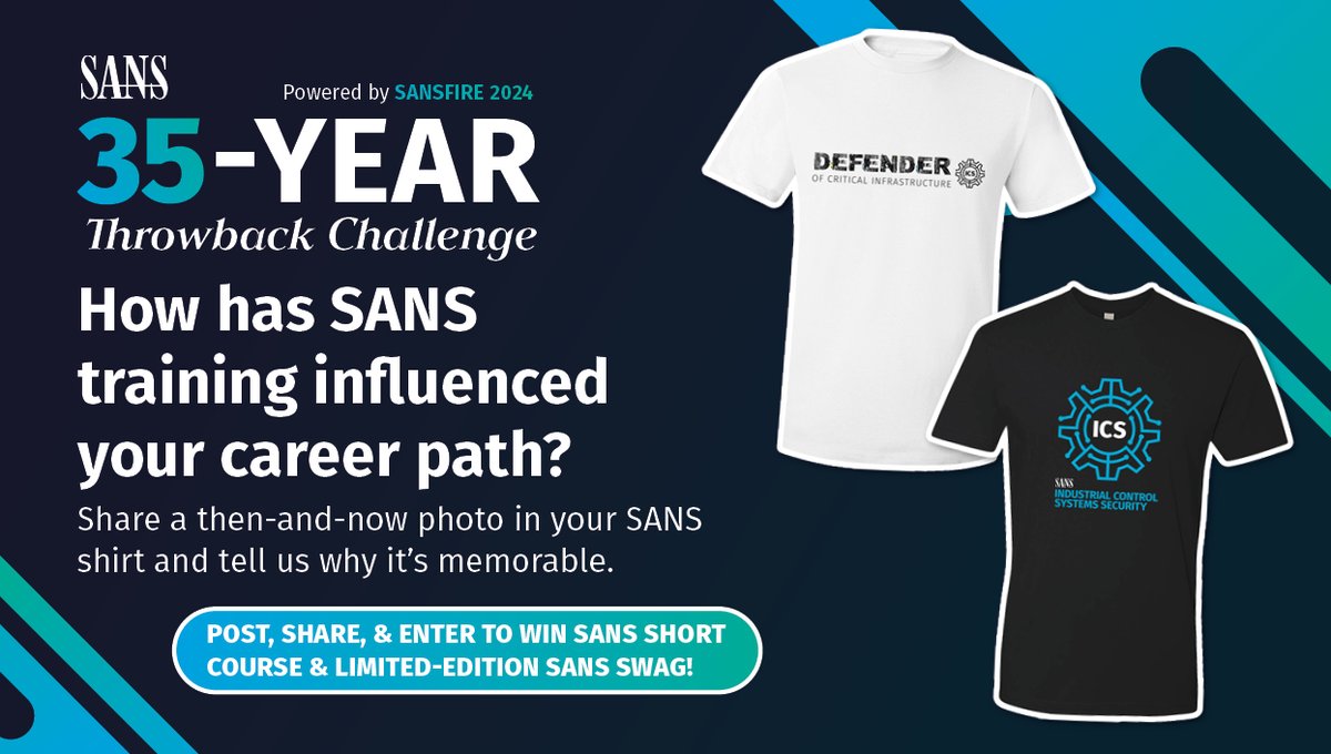 How has the SANS Institute influenced your career journey or impacted your professional growth? 📚💪

We want to hear your stories!

Check out our featured courses at #SANSFIRE → sans.org/u/1wXP

#SANSLiveTraining #SANS35YearThrowbackChallenge