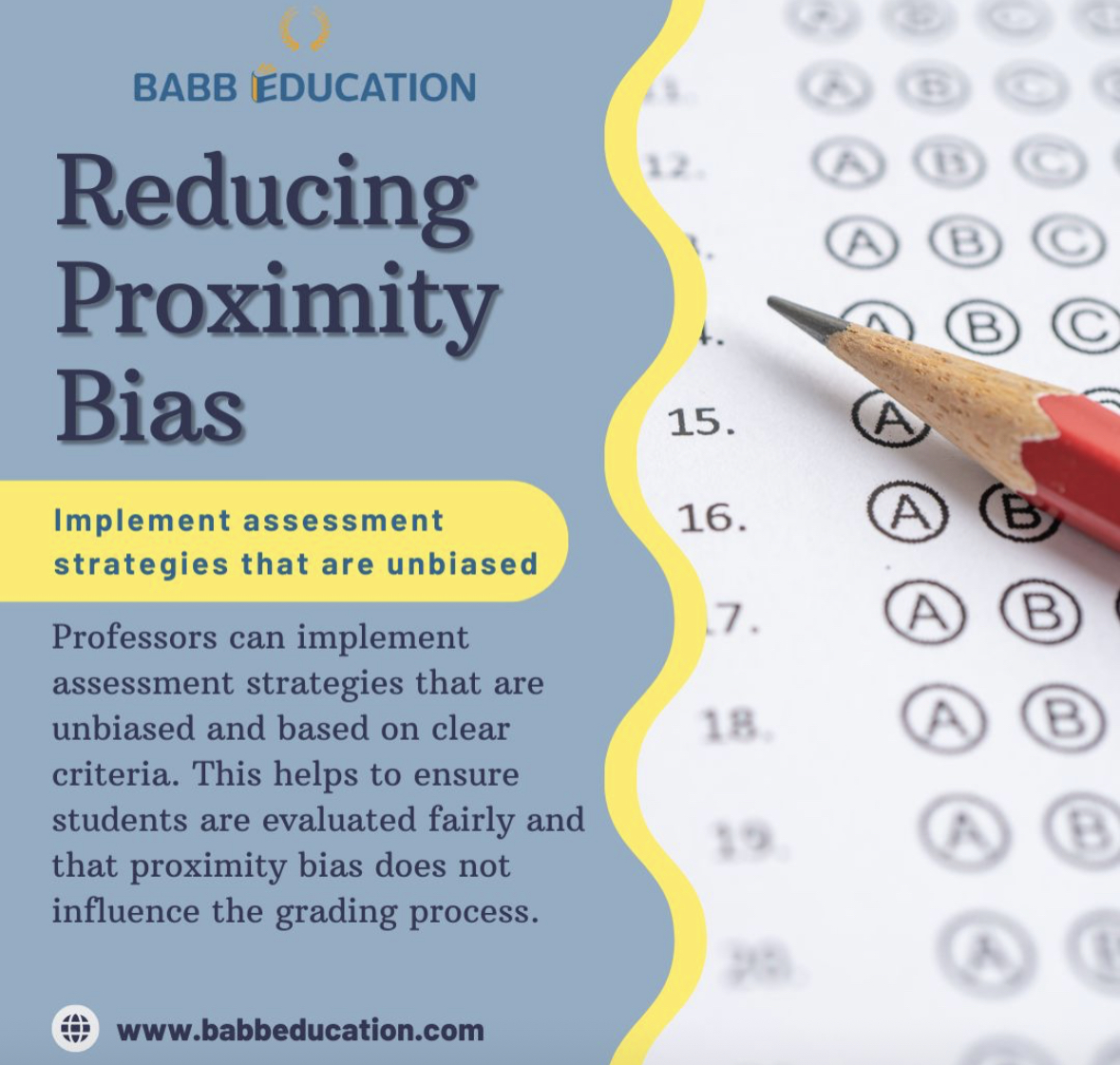 babbeducation's tweet image. 🌟 Combating Proximity Bias in Assessments! 📚 babbeducation.com/?utm_campaign=…

By implementing unbiased assessment strategies, we can mitigate proximity bias. Professors should be committed to creating equal opportunities students. 

#ProximityBias 
#highered
#higheredleadership
#BabbEd