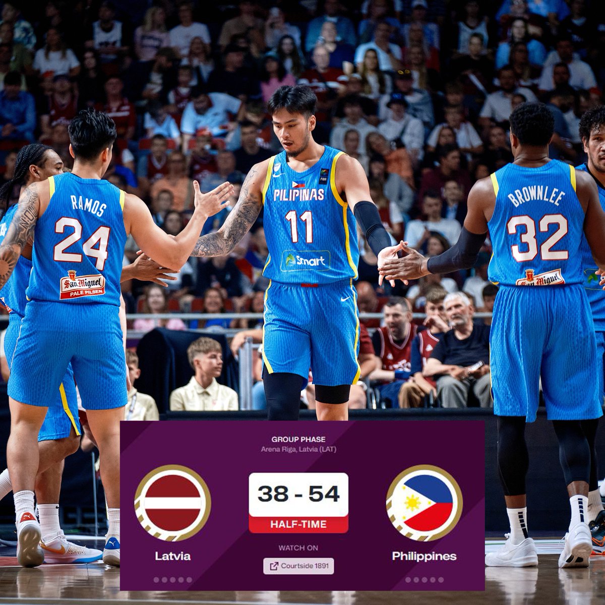 Gilas Pilipinas leading by 16 at halftime 🇵🇭 🍿

#FIBAOQT