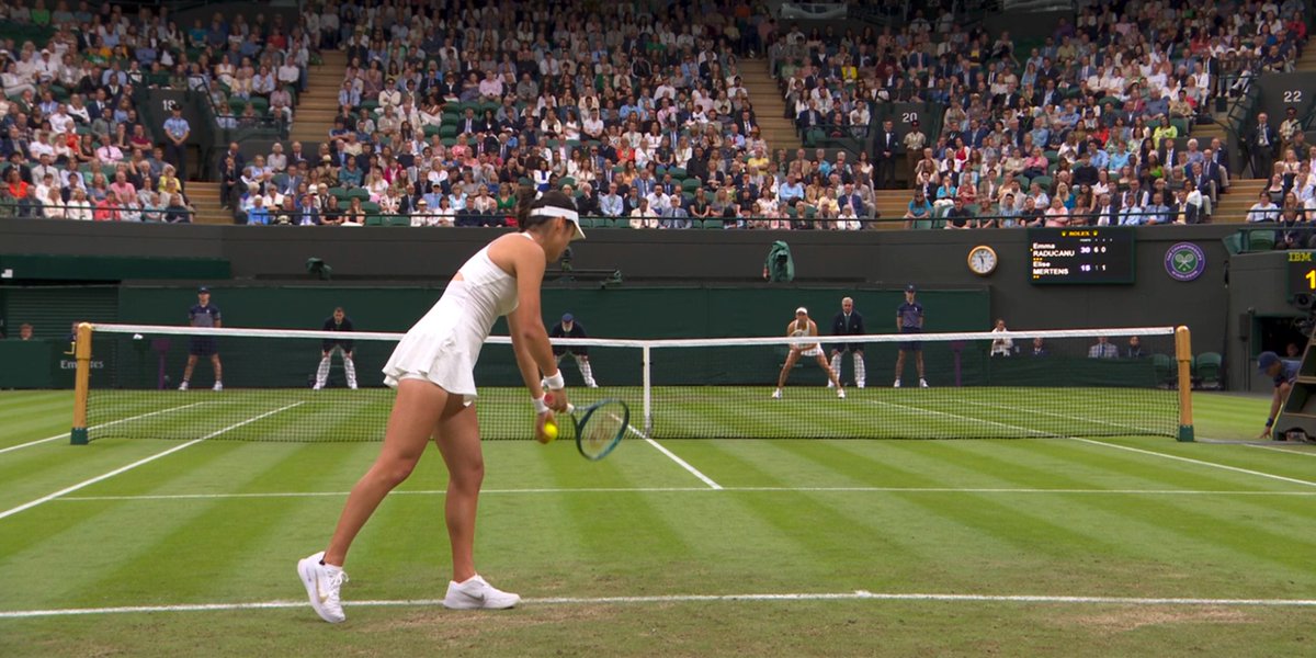 daveac's tweet photo. A low angle view of play! Raducanu v. Mertens Round of 64 Match #Wimbledon2024 #BBCSport #BBCTwoHD #Tennis https://t.co/7y9eFGFwDV