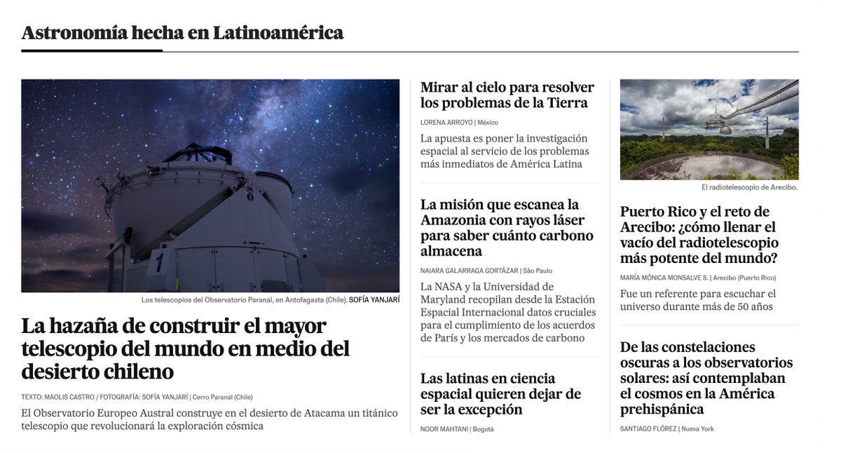 Hoy acaba la serie 'Astronomía en América Latina' con esta poderosa columna del colombiano <a href="/juandiegosoler/">Juan Diego Soler</a>, una firme defensa de la ciencia hecha "con dos apellidos" (con mucho talento y pocos recursos): elpais.com/america-futura… 

La serie completa en @americafutura cc <a href="/scifri/">Science Friday</a> 👇🏽