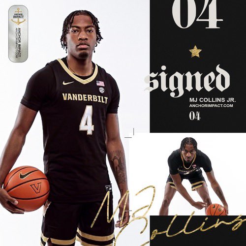 Mj.collins2 (@collins2mj) on Twitter photo Beyond excited to wear the <a href="/AnchorImpact/">Anchor Impact</a> badge and represent <a href="/VandyMBB/">Vanderbilt Men's Basketball</a>! Every step is for our supporters. Commodore Nation, join us by visiting AnchorImpact.com.
ย
#AnchorImpact โ๏ธ #AnchorDown Beyond excited to wear the <a href="/AnchorImpact/">Anchor Impact</a> badge and represent <a href="/VandyMBB/">Vanderbilt Men's Basketball</a>! Every step is for our supporters. Commodore Nation, join us by visiting AnchorImpact.com.
ย
#AnchorImpact โ๏ธ #AnchorDown