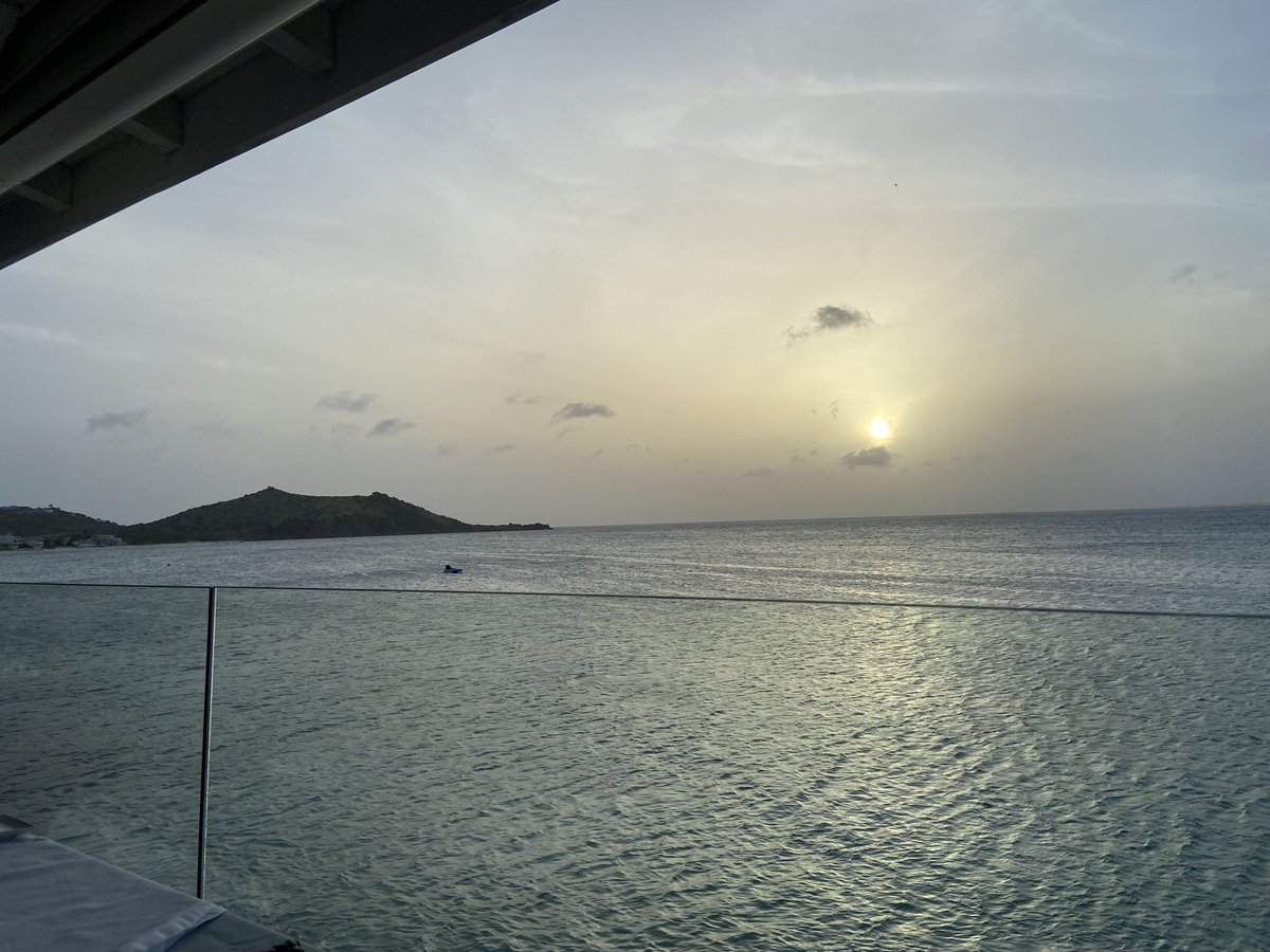 Anniversary dinner in St. Martin. Not a bad view at all!