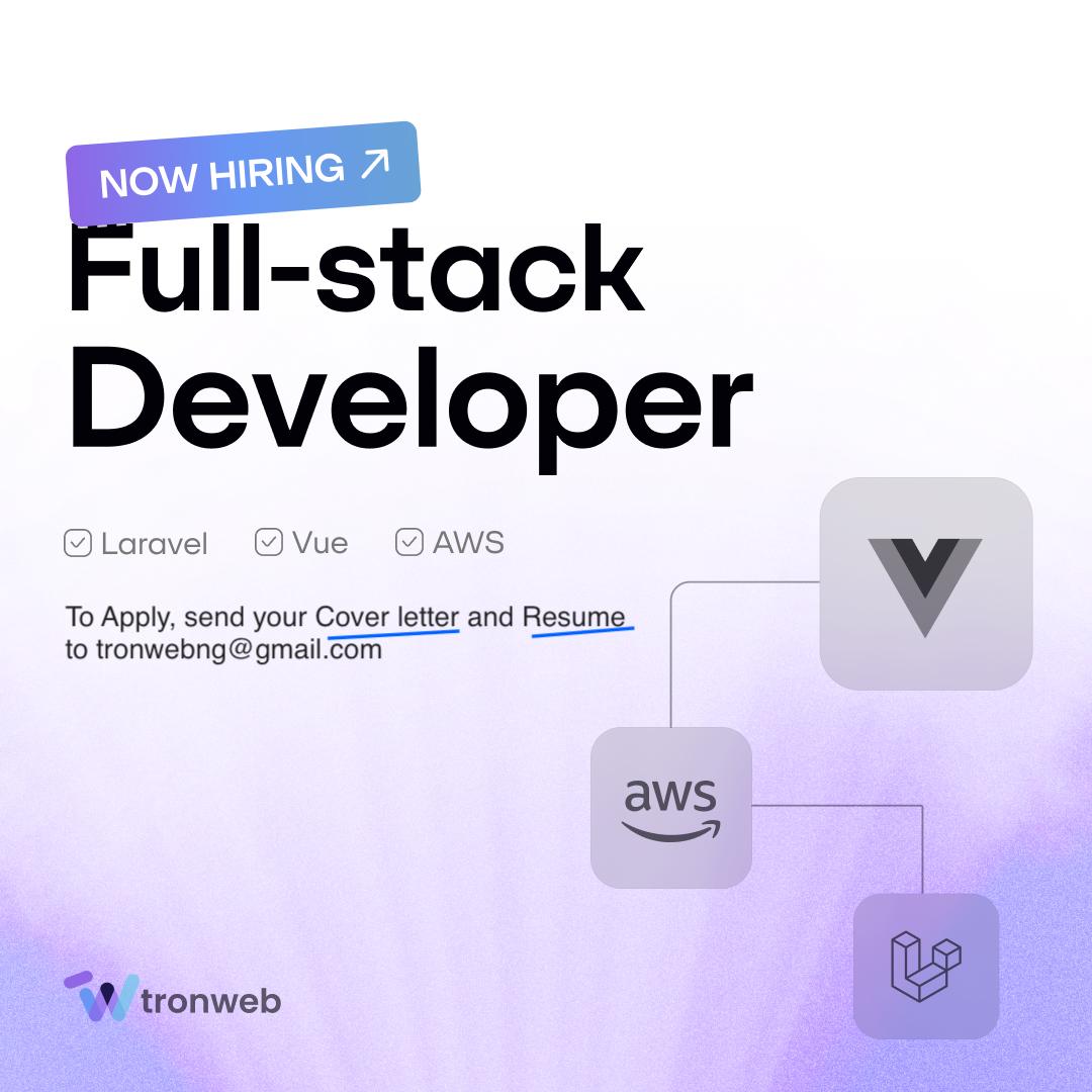 Hey guys, Tronweb is looking for a full-stack developer with at least ...