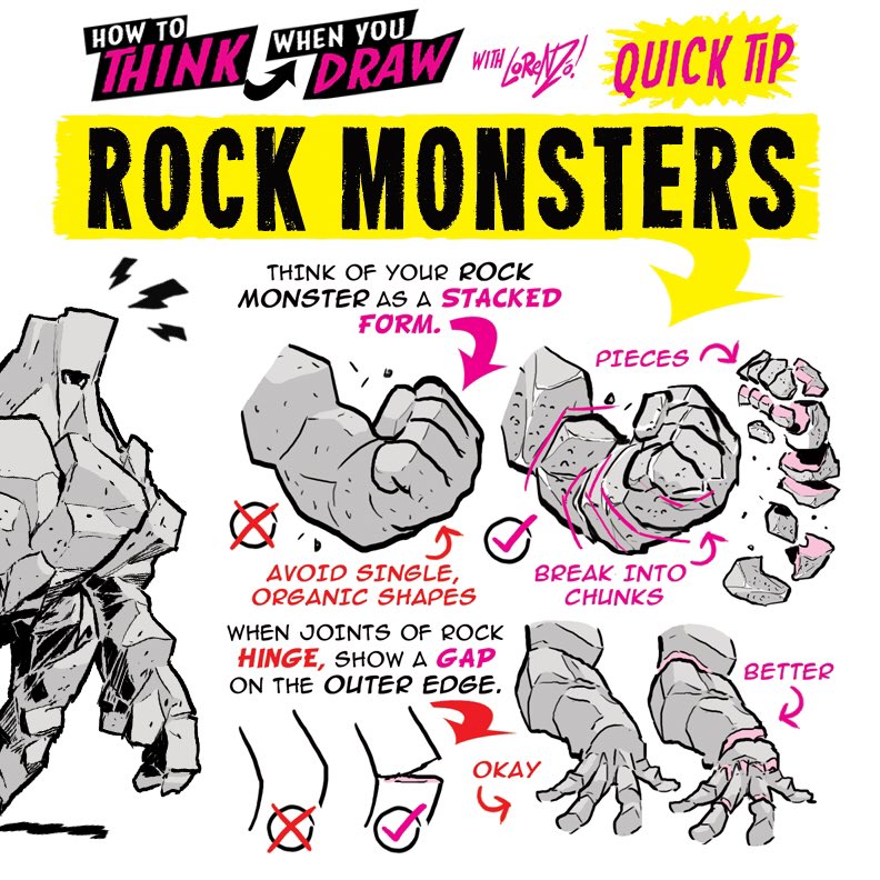 EtheringtonBros's tweet photo. ROCK MONSTERS from the How to THINK When You Draw ENCYCLOPEDIA - the world’s ONLY encyclopedia of drawing tutorials, posted up FREE for EVERYONE, FOREVER, with NEW &amp; CLASSIC tutorials coming up EVERY DAY right here :)
#gamedev #manga #conceptart #illustration https://t.co/HHZ5hoGZ3b