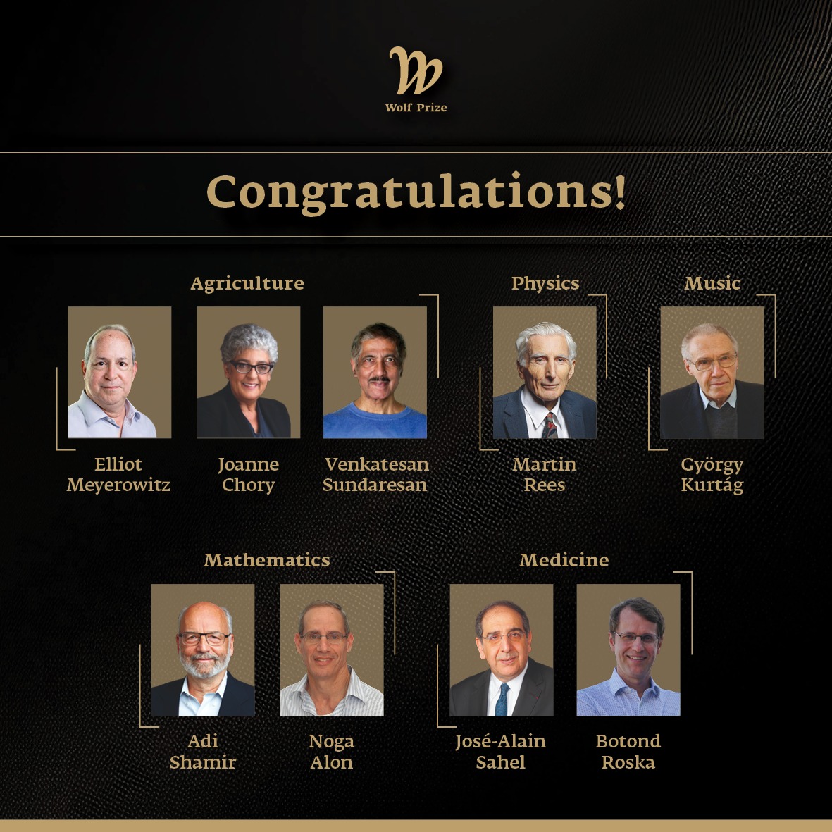 Congratulations to our new 2024 Wolf Prize Laureates!