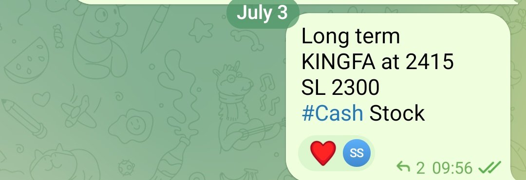 Stock_hub_k3's tweet photo. KINGFA entry today ...
Ended in UC !! 2415 se 2604 
#cash ka king koan ? https://t.co/OnM1JcM8oD