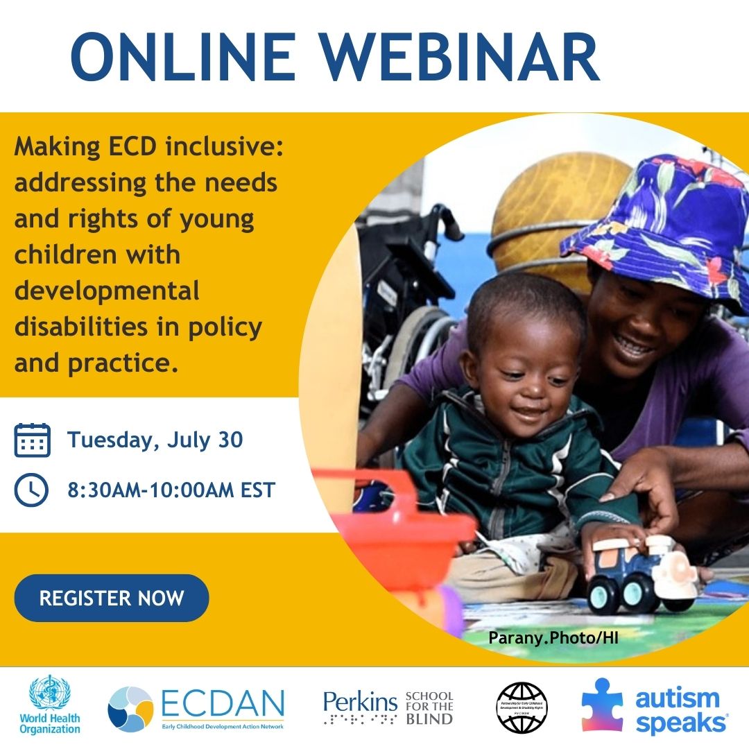ECDAction's tweet photo. Join our webinar on #InclusiveECD for children with disabilities:
➡Discuss key findings & implications for early childhood development.
➡Learn from successful country examples of integrating ECD.
30 July| 8:30AM-10:00 EST
Register https://t.co/lahGNWp8yW https://t.co/U43AgcQLyx