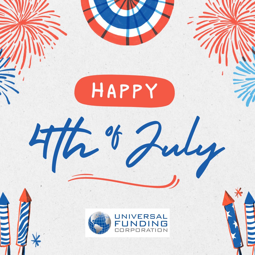 UniversalFactor's tweet photo. Universal Funding Corp will be closed on July 4-5 for the holiday. We'll be back on July 8th to assist you. Thanks for supporting #SmallBusinesses like ours! #IndependenceDay2024 #Grateful https://t.co/gckN6EbN46