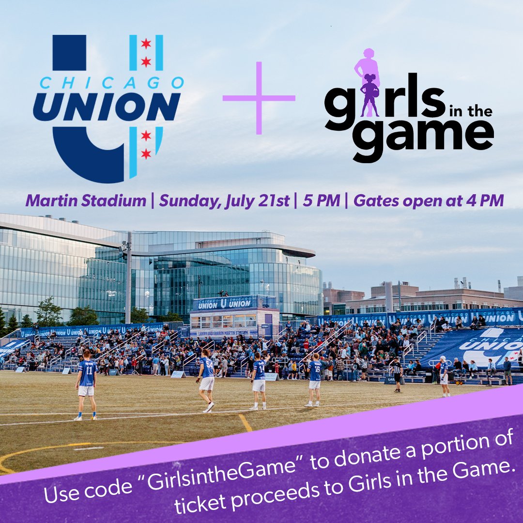 Join us July 21st at 5pm as <a href="/gochicagounion/">Chicago Union</a> takes on the Detroit Mechanix at Martin Stadium, Northwestern in the <a href="/watchUFAtv/">UFA</a> . Use code “Girlsinthegame” or follow the link in our bio to support us with your ticket purchase. 

Stadium: Martin Stadium. 2235 N. Campus Dr, Evanston