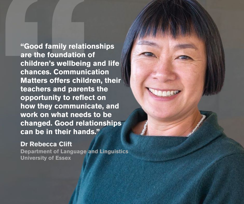 University of Essex (@uni_of_essex) on Twitter photo Good family relationships can be built around good communication.
Dr Rebecca Clift <a href="/EssexLang_Ling/">Lang & Ling</a> <a href="/Uni_of_Essex/">University of Essex</a> has created a new toolkit with <a href="/PSHEassociation/">PSHE Association</a> to support communication within families. Teachers can download it now: essex.ac.uk/news/2024/07/0… Good family relationships can be built around good communication.
Dr Rebecca Clift <a href="/EssexLang_Ling/">Lang & Ling</a> <a href="/Uni_of_Essex/">University of Essex</a> has created a new toolkit with <a href="/PSHEassociation/">PSHE Association</a> to support communication within families. Teachers can download it now: essex.ac.uk/news/2024/07/0…