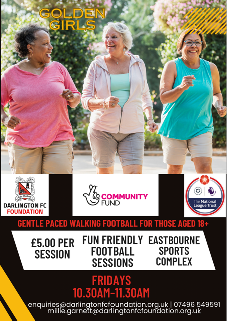 Darlington FC Foundation are introducing new walking football for women aged 18+ ⬇️

ow.ly/xN9750SuvF8