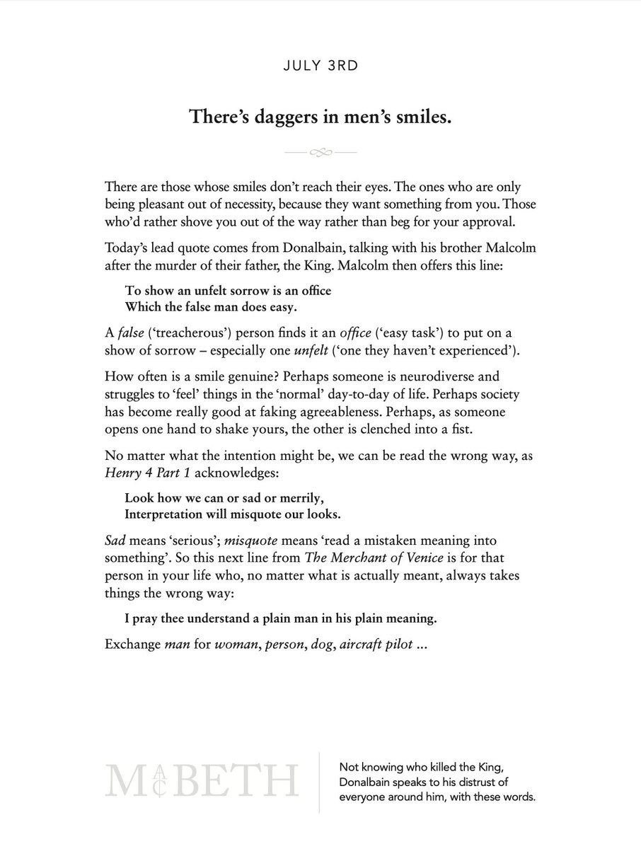 Ben Crystal (@bencrystal) on Twitter photo July 3rd
"There's daggers in men's smiles."
<a href="/davcr/">David Crystal</a>
<a href="/ChambersWords/">Chambers Word Lovers</a>
<a href="/CITheatre/">Chronic Insanity</a>
#Shakespeare #GeneralElection2024📷📷 Everyday-Shakespeare.com July 3rd
"There's daggers in men's smiles."
<a href="/davcr/">David Crystal</a>
<a href="/ChambersWords/">Chambers Word Lovers</a>
<a href="/CITheatre/">Chronic Insanity</a>
#Shakespeare #GeneralElection2024📷📷 Everyday-Shakespeare.com