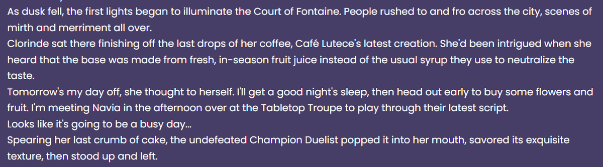 gildedgeerass's tweet image. a little #clorivia ramble about clorinde's CS 5, because its been on my mind for days and i am so so fond of the significance of this story (at least, my take on it). some ppl have alr talked abt this on here but gahh i needed to let this out too