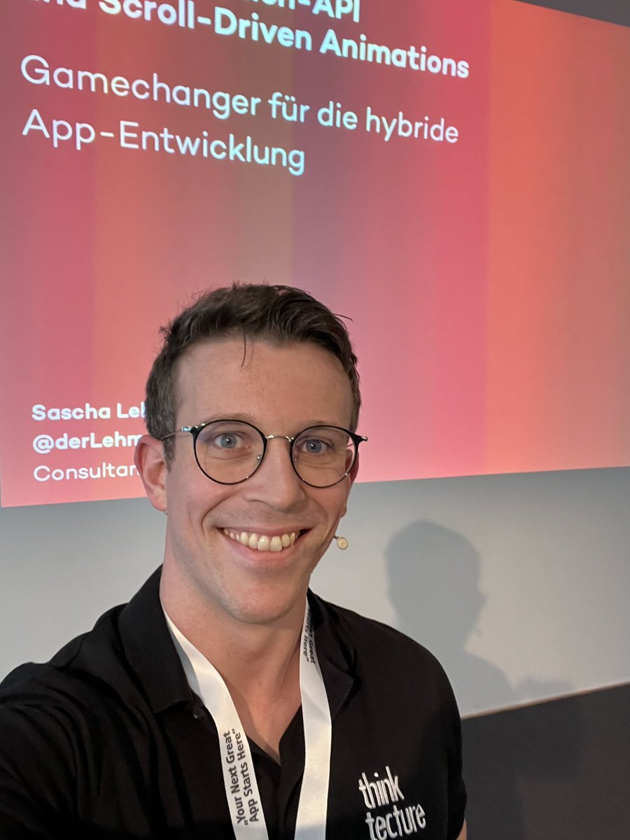Gleich geht es los <a href="/developer_week/">Developer Week</a> 🔥

„View-Transitions-API und Scroll-Driven Animations“

Bringen wir mal ein bisschen Schwung ins #animationgame 🤘🏻

#ui #ux #viewtransitions #thinktecture