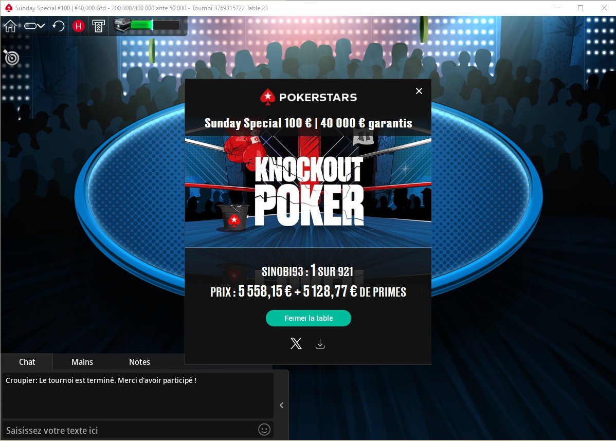 Sinobi93's tweet photo. Comme dit mon fils de 2 ans, j'ai gagné ! 🥇@PokerStarsFR https://t.co/ADNEPKdVsF