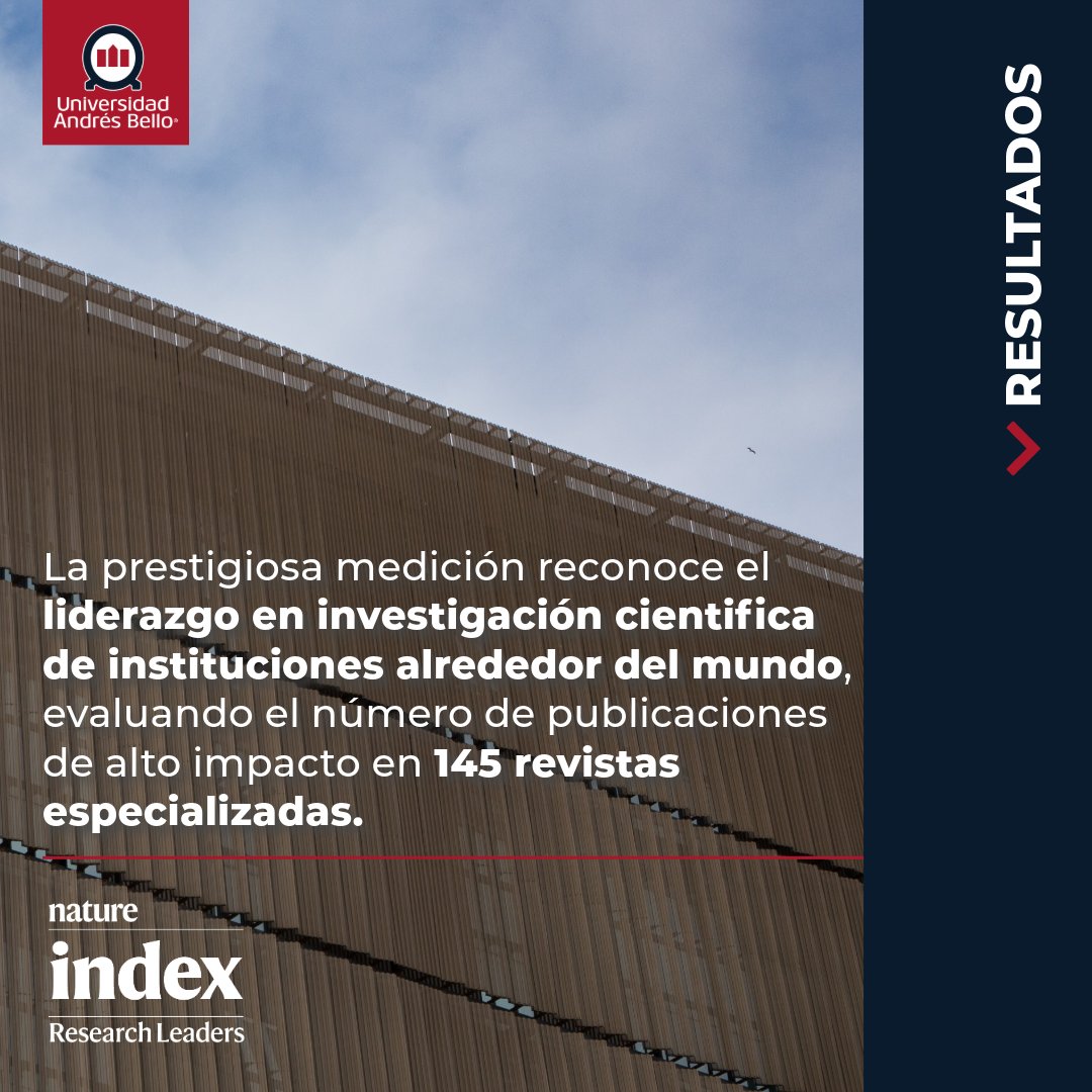 uandresbello's tweet image. #OrgulloUNAB | Ranking Nature Index 2024: la @uandresbello se ubica como la 4ta universidad de Chile y 14° de Sudamérica. 

Esta prestigiosa medición evalúa la producción científica de instituciones de todo el mundo sobre la base de artículos publicados en 145 revistas…