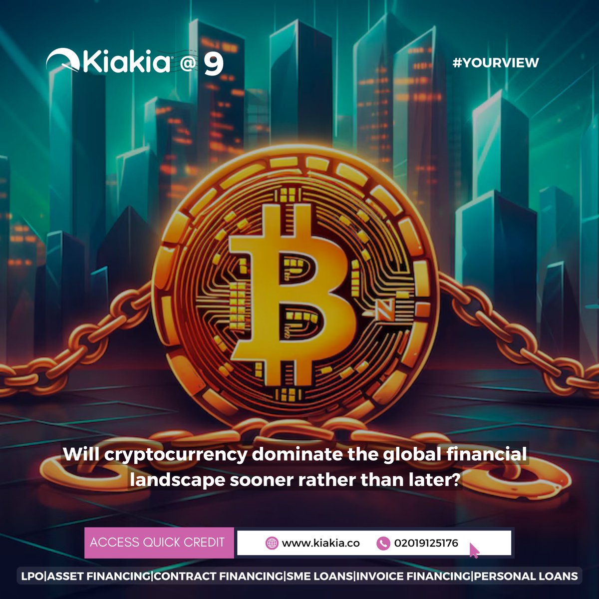 kiakia_co's tweet image. With all the buzz and ‘tapping’ going on recently, do you think cryptocurrency will reign supreme in the near future? Share #yourview on the future of 

#globalfinance and #digitalcurrency .