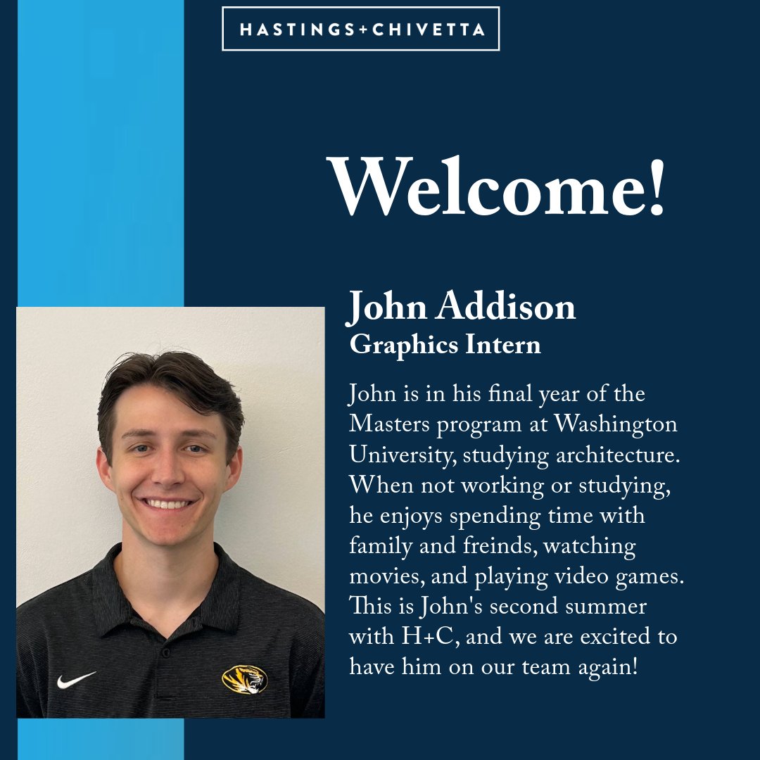Welcome back John! We are excited to have you here for another summer as one of our Graphics Interns!

#hastingschivetta #architecture #design #intern
