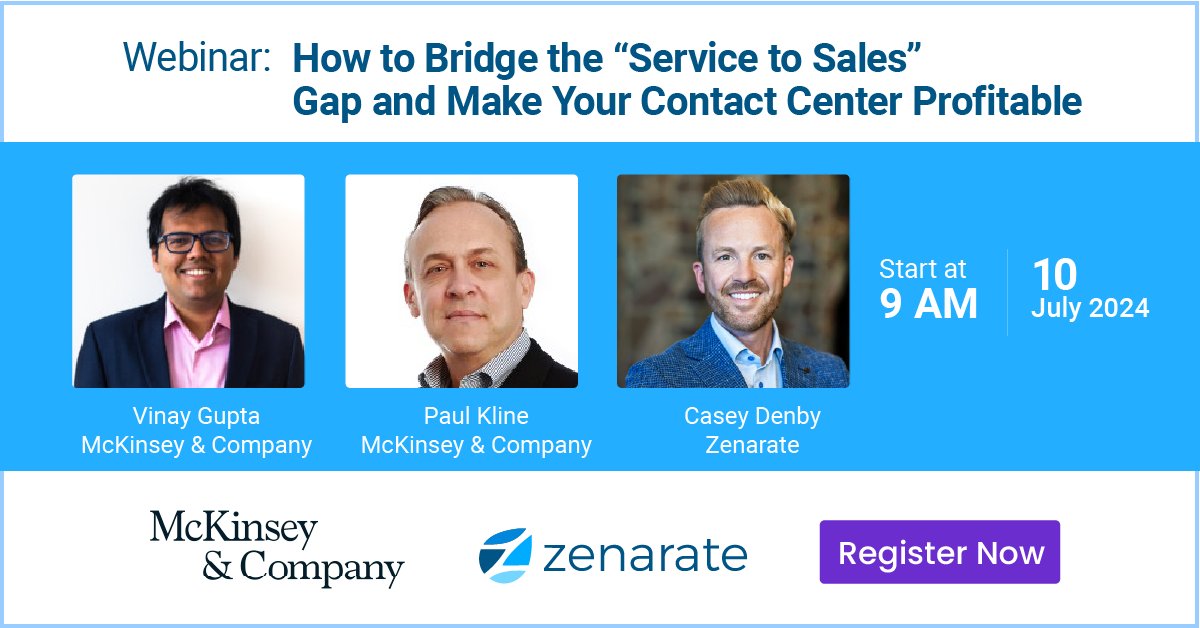 Explore how top organizations are turning service interactions into sales success. Register for our webinar, "How to Bridge the 'Service to Sales' Gap and Make Your Contact Center Profitable," with McKinsey Senior Experts 
hubs.la/Q02FdSqj0

#CustomerService #SalesGrowth