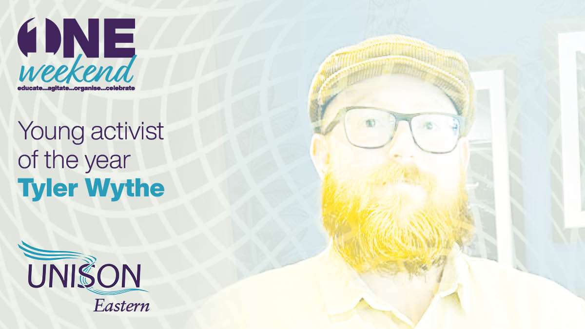 UNISONEastern's tweet photo. 👏👏👏Our #OneWeekend young activist of the year was the irrepressible Tyler.
We caught up with him about why he’s active in @unisontheunion.
👉https://t.co/b4Uy8eRDcm https://t.co/g8pCdXLSX2