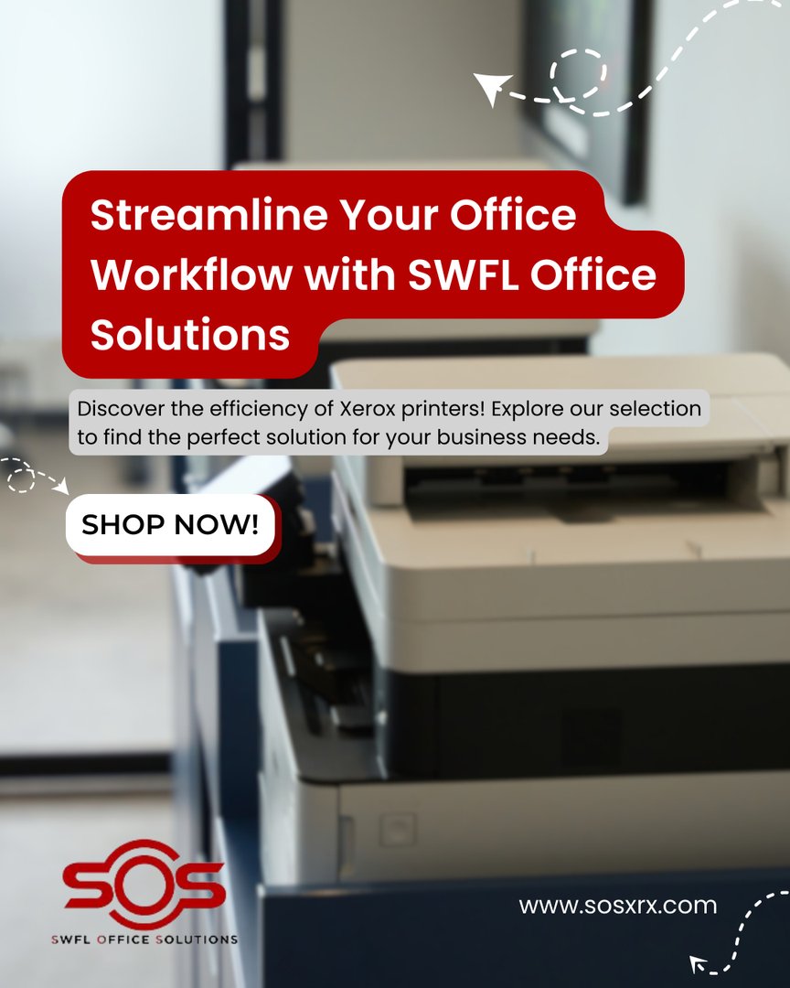 SWFLSolution's tweet image. Unleash Efficiency in Your Office Today! 🖨️ 

Experience the seamless performance of XEROX printers and revolutionize your workflow. Browse our top-tier selection today and find the ideal fit for your business! 

#streamlineworkflow #xerox #sarasotafl #naplesfl