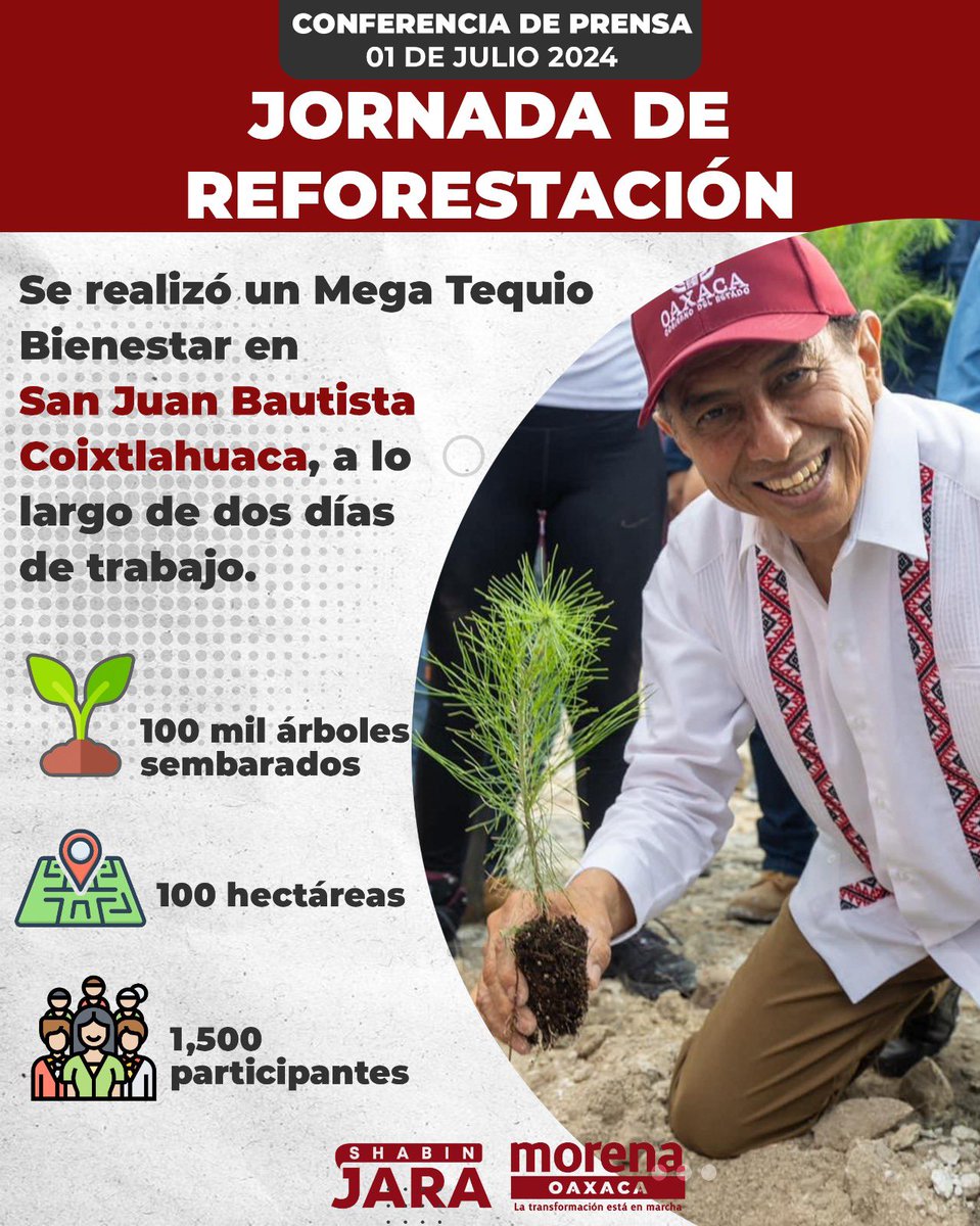 ¡La primavera Oaxaqueña cuida el medio ambiente desde el territorio!

El Gobernador <a href="/salomonj/">Salomón Jara Cruz</a> , encabezó el arranque de la Jornada Estatal de Reforestación 2024.

#ConferenciaDePrensa