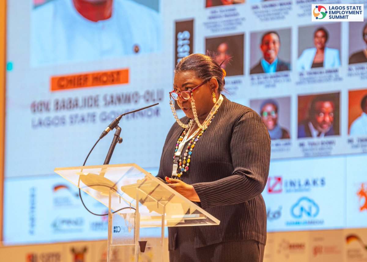 LSETF's tweet photo. Board Chairman, LSETF, Mrs. Bola Adesola giving her welcome address at the Lagos Employment Summit
#LSETF #LagosEmploymentSummit #LES3.0 https://t.co/cNbut3R7kM