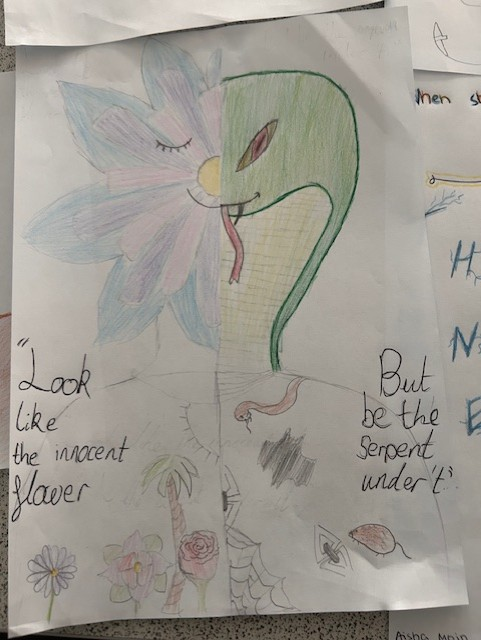 gorse_ruth's tweet photo. 📢📚🎨🎭Miss Stoddart is incredibly impressed with 9C1's visual interpretations of key quotations from Macbeth. We have a talented artistic and linguistic cohort. ☺️#shakespeareimagery #Shakespeare #Macbeth #keyquotes https://t.co/WOyvgrzxLW