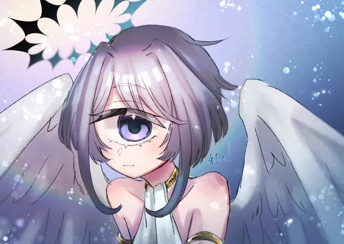 #仮単眼版深夜の真剣お絵描き60分一本勝負単眼天使ちゃん✦໒꒱ 