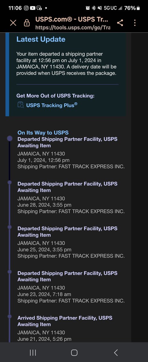 DesiSaunders8's tweet photo. @USPS It is insanity, in this digital age, the post office can't provide an accurate location for your package. Did the package vanish into the ether? https://t.co/n6WWUj2QYH