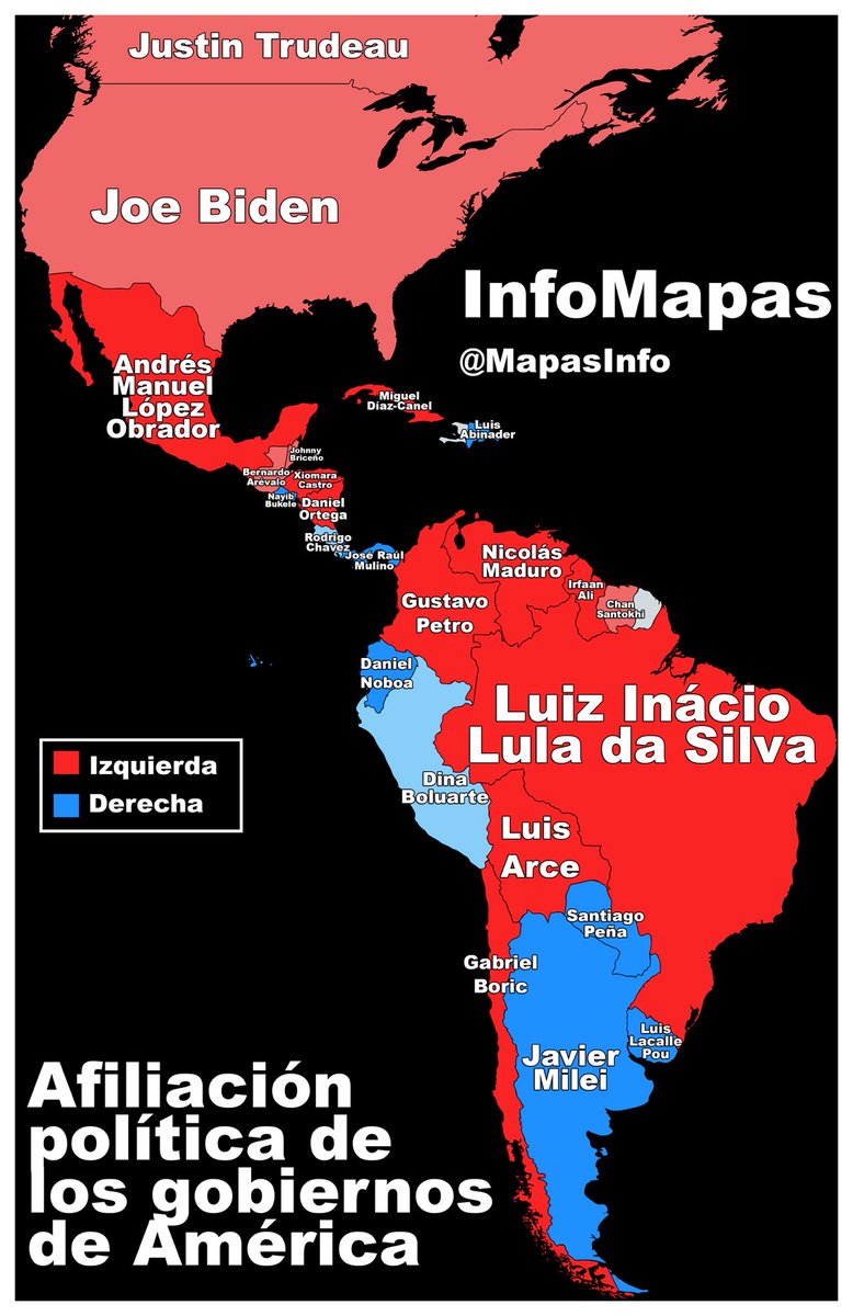 MapasInfo's tweet image. 🌎Afiliación política de los presidentes de América en julio 2024 📊
#Politica #Latinoamérica #Izquierda #Derecha #DatosPolíticos #Infografía #Elecciones