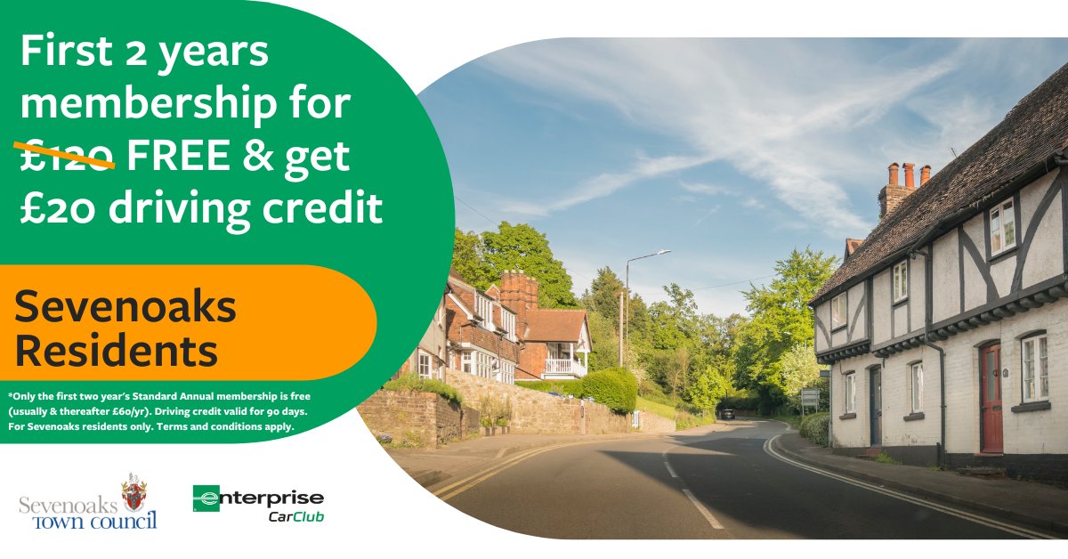 Thanks to our partnership with Sevenoaks Town Council, we have launched vehicles in Sevenoaks! Join today and make the most of our Sevenoaks residents offer. 

Find out more here: bit.ly/44giVfB

*Terms and conditions apply.
