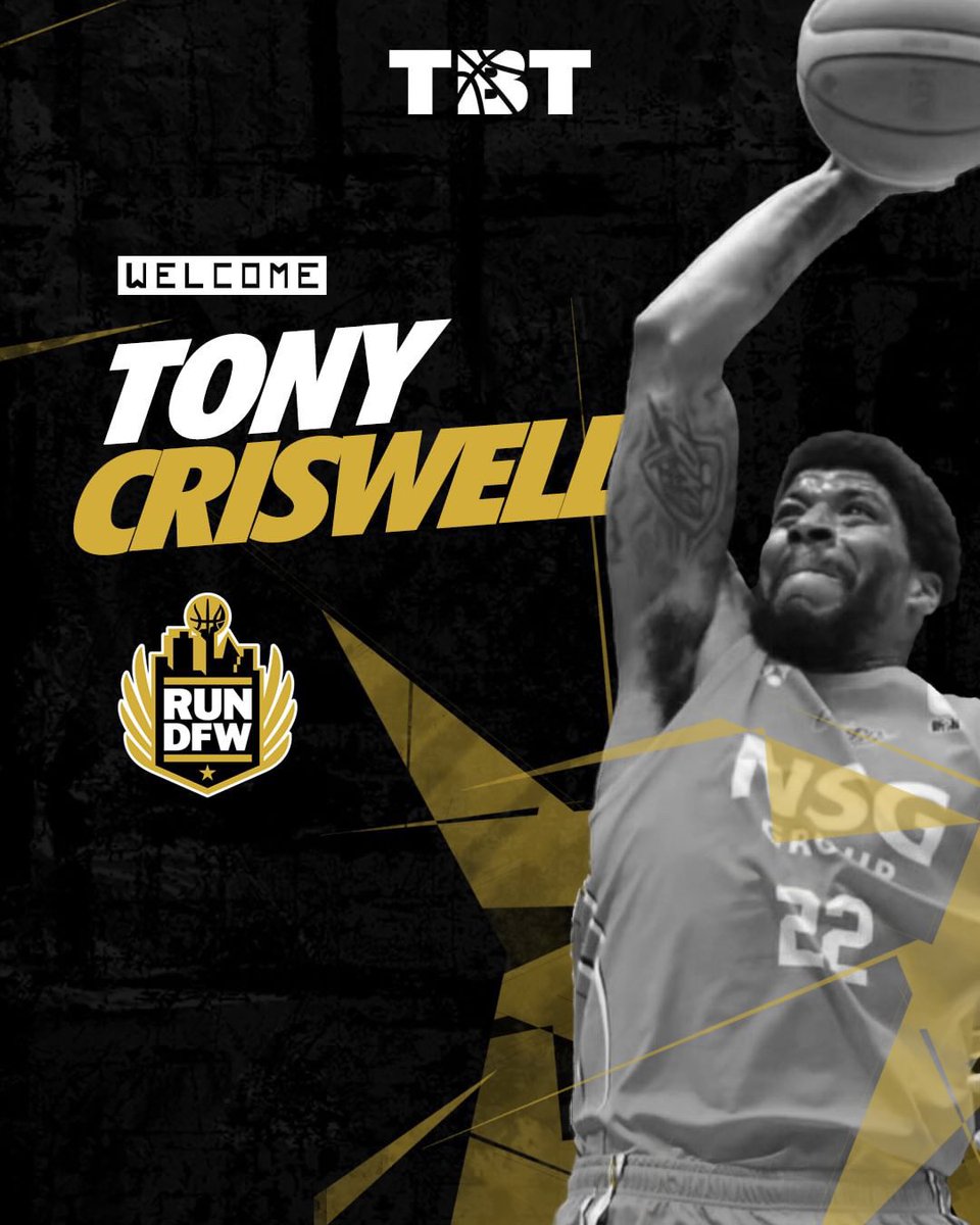 RunDFWTBT's tweet image. Welcome Tony Criswell to the Run DFW Family! 

Tony just completed his eighth professional season while averaging 18.7 PPG and 6.9 RPG in Japan. He is looking forward to his second year in TBT! 

#RunDFW #TBT #Dallas #Texas