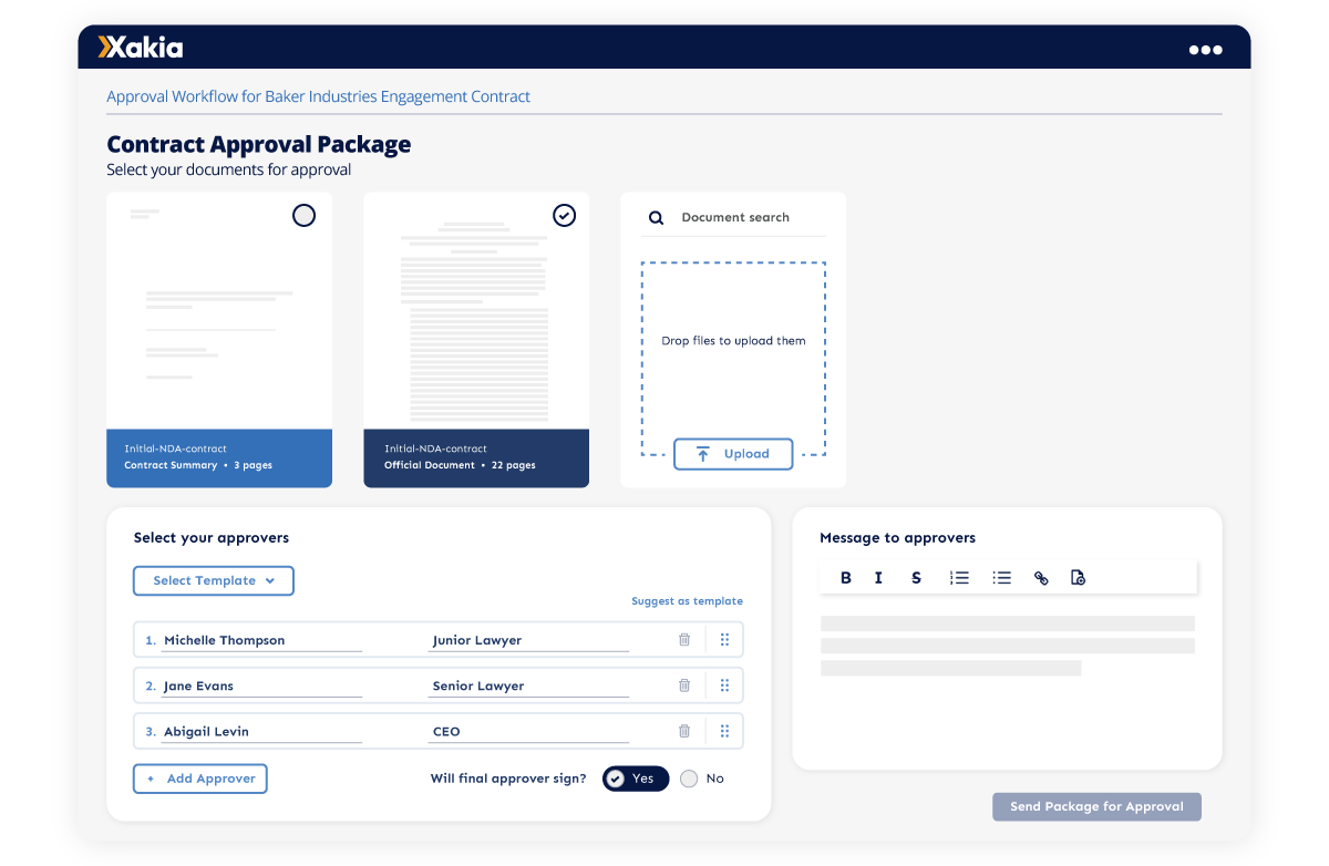 With Xakia's approval workflows, never miss a deadline or overlook an important detail again. Stay compliant and in control.

Learn more about Xakia's simple, powerful, and affordable home for your contracts: hubs.ly/Q02FfWXM0

#ContractManagement #InHouseLegal