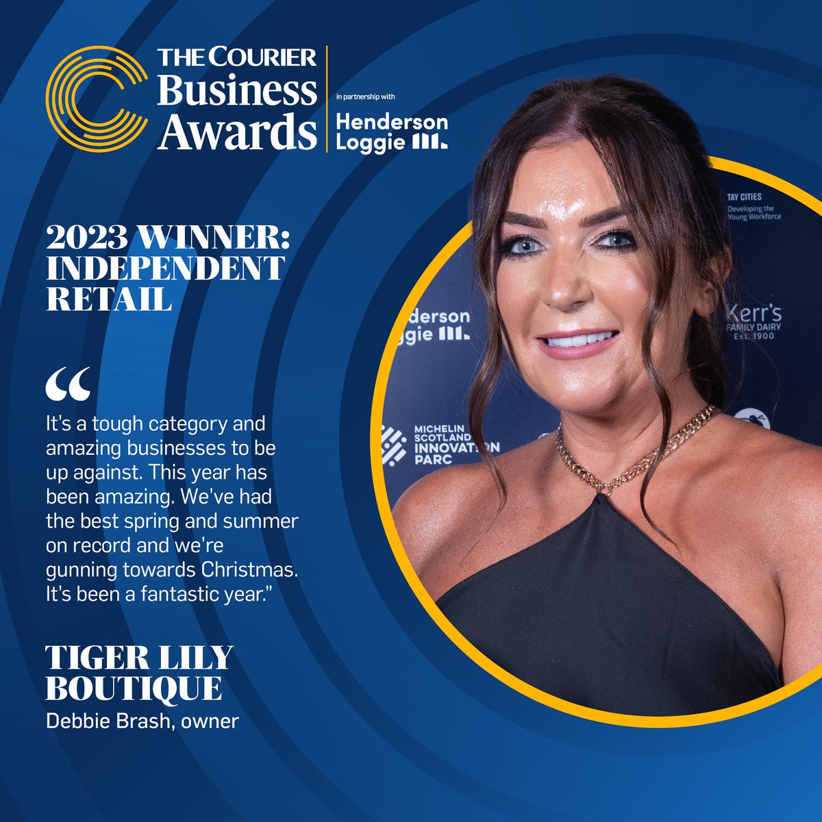 CourierBiz's tweet image. With entries soon closing for The Courier Business Awards 2024 hear from previous winners Debbie Brash, owner of Tiger Lily Boutique, last year's winner of the Independent Retail Award.
Don't miss your chance to celebrate your business success, enter now:bit.ly/RetailCBA2024