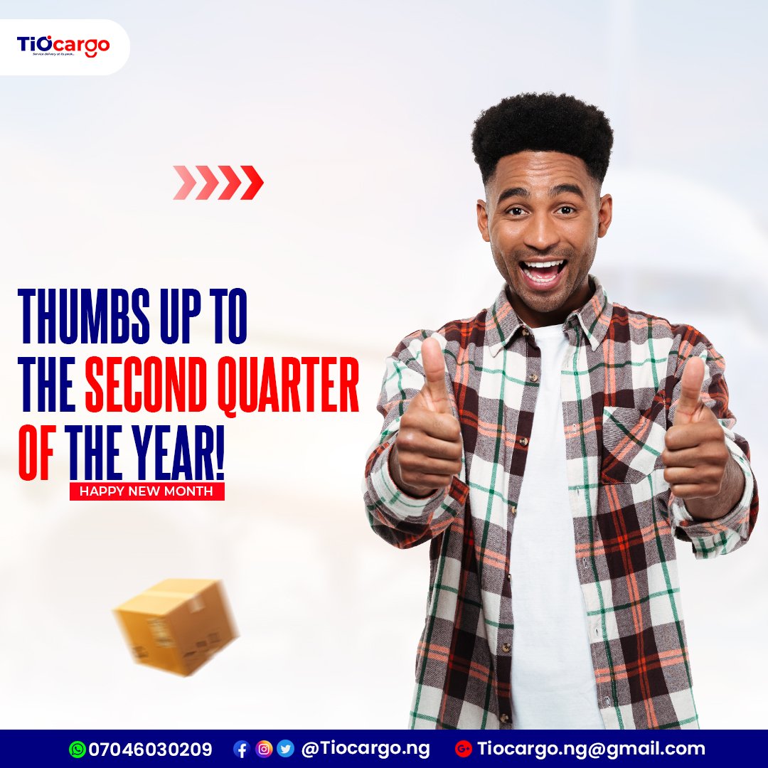 TiocargoNg's tweet photo. Thumbs up to the second quarter of the year!!!!

Don’t forget to partner with us today! For all your shipment from Nigeria to any country nationwide.

We guarantee smooth doorstep delivery with no hassle! 

 #shoppingonline #shopandship   #sales #export #logistics #july #july2024 https://t.co/A0mI89hLek