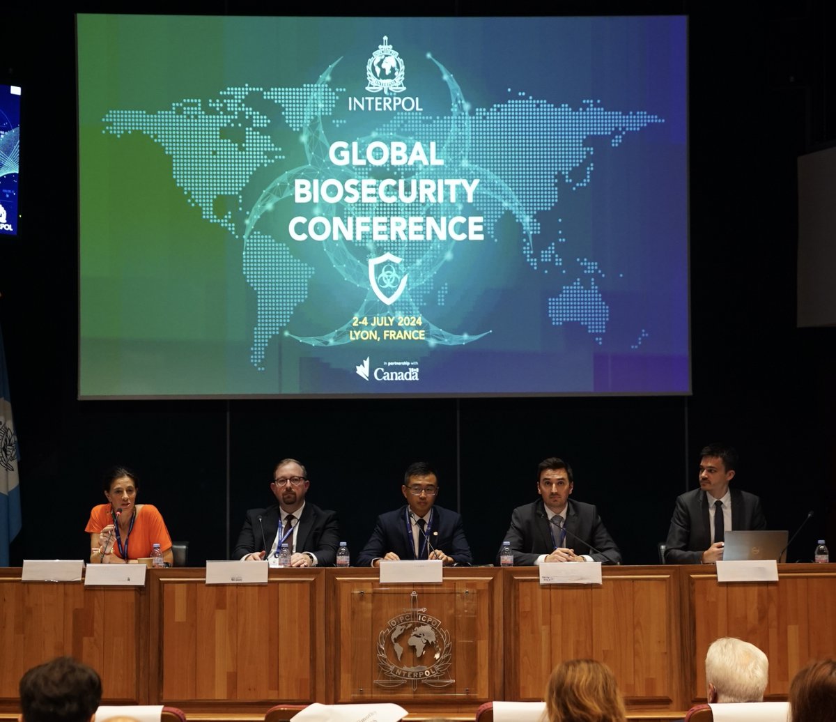 INTERPOL_CBRNE's tweet photo. Day 2 of INTERPOL’s #GlobalBioConference agenda includes:

👮‍♀️ LE roles &amp; interagency cooperation in biological incidents
🎓Capacity building efforts related to biological threats &amp; incidents
💻Online content &amp; the bioterrorist threat
🌾Tackling bio threats to animals &amp; plants https://t.co/2kXDv4fKF6