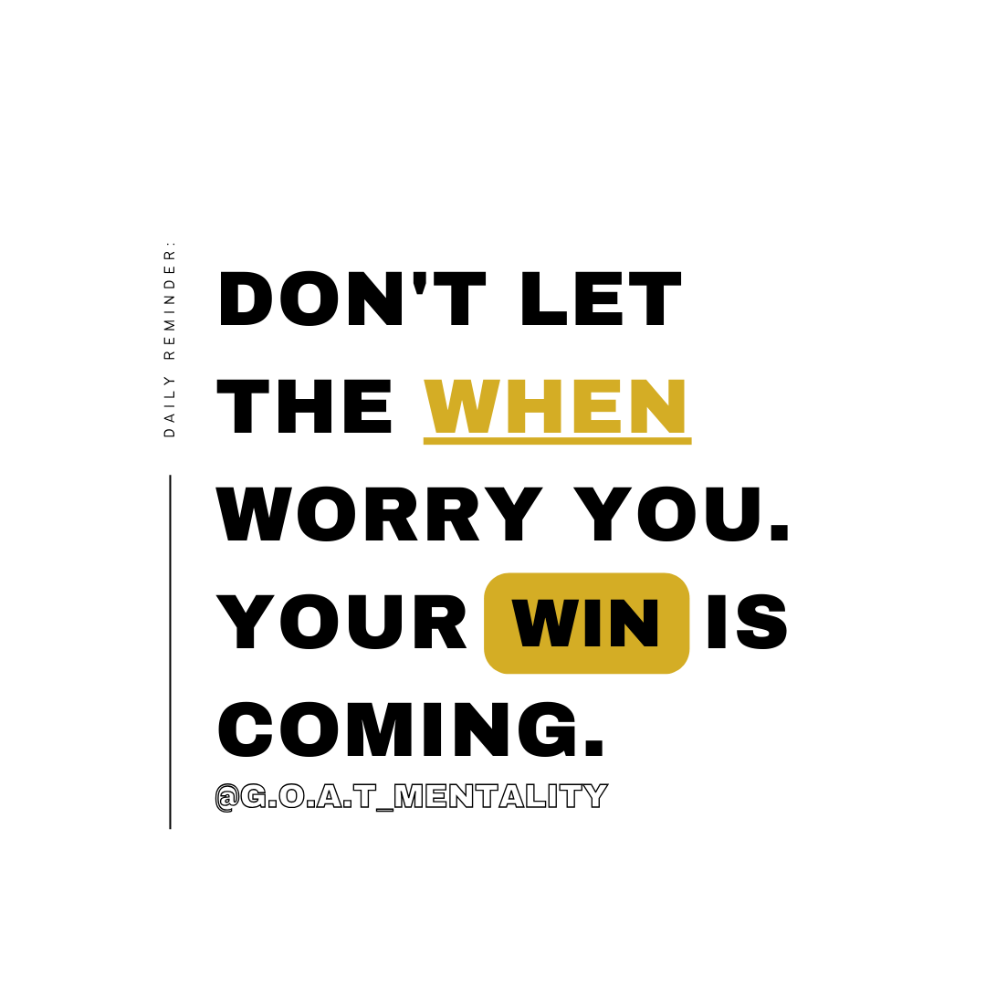 agoatmentality's tweet photo. Here's your daily reminder to stay the course and trust the process. Your win is coming. Keep grinding! #GOATMentality #TrustTheProcess #DailyReminder https://t.co/fBJQnxI9KD